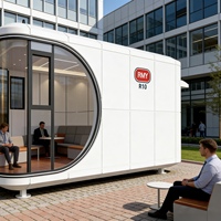Capsule Spatiale Modulaire Solaire Conteneurisée – Design Moderne, Écologique, pour Salon, École, Parc, Cabane Économique