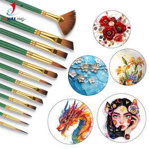 Set di Pennelli per Pittura a Olio e Acquerello in Acrilico, 12 Pezzi con Manico in <span class=keywords><strong>Legno</strong></span> Verde, Pennelli Professionali per Artisti - Product Image 5