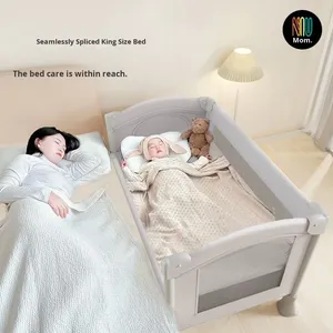 <span class=keywords><strong>Lit</strong></span> de bébé pliable multifonctionnel 100% coton motif solide épissé grand <span class=keywords><strong>lit</strong></span> pour nouveau-nés - Product Image 1