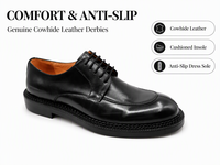 Chaussures Richelieu en cuir véritable noir pour hommes, à lacets, bout rond, bout mocassins, semelle confortable en caoutchouc, pour le bureau, les affaires, les mariages