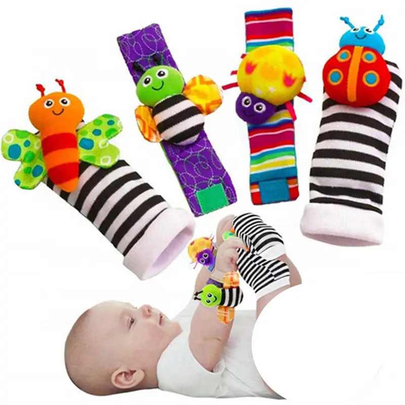 Amazon Hot Selling Cute Baby Infant Rattle Socks Toys Girl Boy Learning Toy