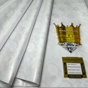 Vente en Gros 100 % Coton Super Magnum Or XXL Tissu Bazin Riche Brodé Matériau Bazin Riche Brillant Peigné et Tissé de Haute Qualité - Product Image 4