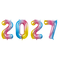 Ensemble de ballons en feuille de Mylar numérotés 2027, 16 pouces, multicolores, pour la décoration de fête du Nouvel An et de remise des diplômes