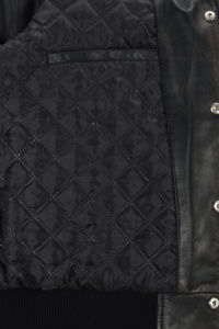 Chaqueta Varsity Personalizada 100% Cuero Nappa Negro Genuino para Hombre, Corte Clásico, Marca Privada OEM/ODM, Estilo de Lujo para el Día a Día - Product Image 5