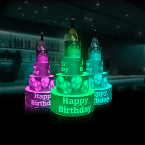 Hộp đêm dẫn bánh bốn tầng ánh sáng lên Hạnh Phúc sinh nhật hiển thị đứng ánh sáng phát ra Diode sạc tùy chỉnh bánh sinh nhật - Product Image 1