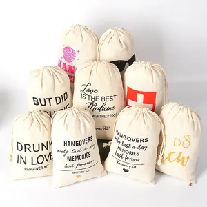 50pcs Wholesale Hangover Drawstring Bags Cotton Bundle Pocket Gift Packaging Small Storage Pouches Wedding Birthday Party