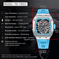 Relojes PAGANI DESIGN de Alta Calidad con Movimiento de Cuarzo, Reloj de Hombre en Oferta, Esfera Cuadrada, Correa de Silicona, Reloj de Pulsera con Puntero Hueco