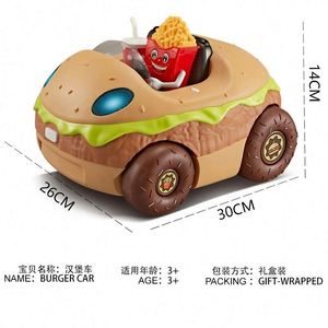 Nouvel Arrivage : Ensemble de Jouets de Simulation de Restauration Rapide (Hot-dog, Hamburger, Pizza) avec Voiture à Chariot - Product Image 3