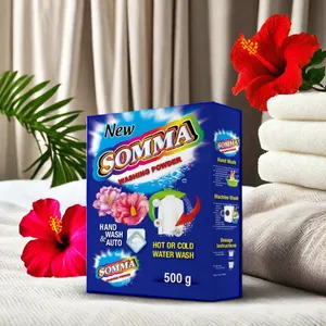 Conception personnalisée gratuite 500g carton haute efficacité élimination des taches lavage savon propre approvisionnement en gros détergent à lessive en poudre - Product Image 1