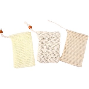 Bolsa de almacenamiento de jabón de algodón puro y lino, bolsa exfoliante de ramio y sisal para ducha, bolsa de almacenamiento con cierre de cordón - Product Image 1