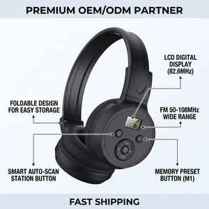 Casque audio portable avec radio FM à puce DSP, large plage 50-108 MHz, affichage numérique, autonomie de 24h, pliable, FBA - Product Image 2