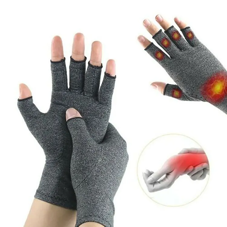 Arthritis Druck Gesundheits handschuhe Hanf grau Halb finger hochela tische atmungsaktive Handschuhe Anti-Schwellung Erholung Handschuhe