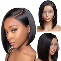 Perruques Lace Front HD 12A avec raie latérale, style bob droit, densité 200%, cheveux vietnamiens, 10/12 pouces