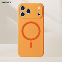 VAWI S033 Coque en silicone liquide de haute qualité avec protection d'objectif pour iPhone 12 13 14 15 16 17 Pro Max, coque magnétique en silicone, vente en gros