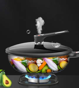Personnalisé 28/30/32cm antiadhésif poêle <span class=keywords><strong>Wok</strong></span> cuisinière <span class=keywords><strong>Wok</strong></span> casserole couvercle en verre transparent - Product Image 4