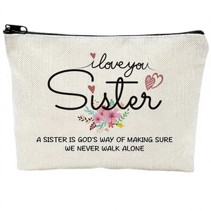 Bolsa de Maquillaje de Lona de Algodón con Cierre, Ecológica y Moderna, con Diseño de Letras, Gran Capacidad, Organizador de Cosméticos, Estilo Fluffy - Product Image 4