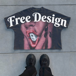 T-shirt Court Streetwear Personnalisé pour Homme, Épaules Tombantes, 100% Coton, Grandes Tailles, Coupe Oversize, Imprimé Graphique - Product Image 3