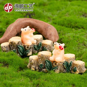 Resin Animal Figurines Tree Stump Bridge <b>Miniature</b> Garden Decor Home Decoration Artistic Craft D1390 - Product Image 4