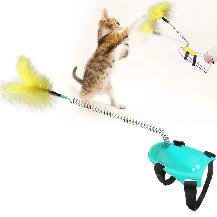 Bastão interativo para gatos, brinquedo de penas para gatos, pequeno e grande, com controle de pés engraçado criativo