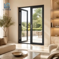 Porte battante en aluminium à rupture de pont thermique LANGE, porte d'entrée extérieure de luxe à économie d'énergie avec vitrage pour villa et balcon
