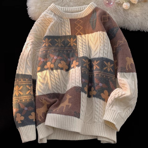 Dalang Sweater Factory Women's <b>Thick</b> Knit <b>Cardigan</b> Loose Crew Neck Patchwork Winter 2025 Anti Pilling Full Sleeve - Product Image 5