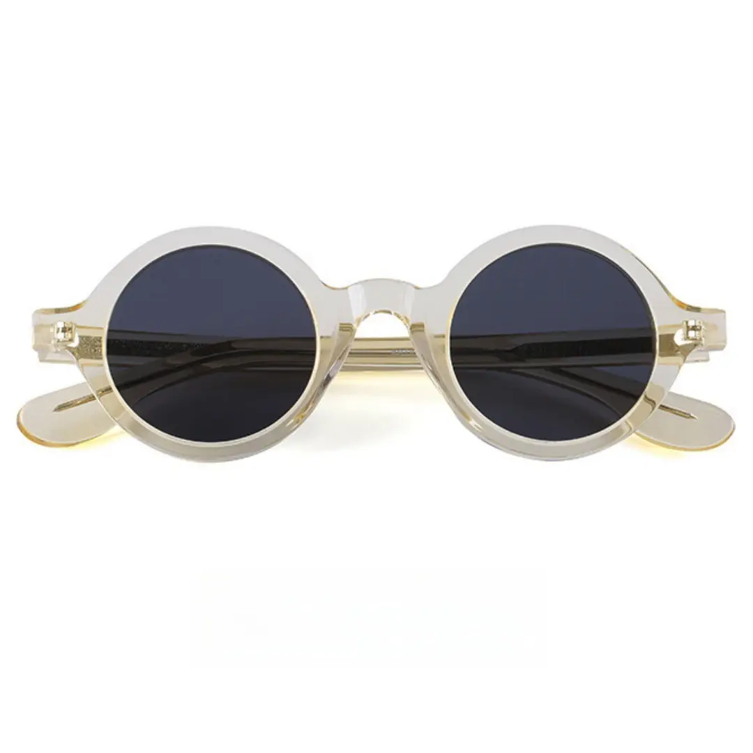 Óculos de sol polarizados retrô femininos redondos de marca de luxo, óculos de sol polarizados clássicos de proteção UV para dirigir na praia, óculos ultra-leves de acetato