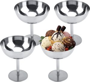 Bol à dessert/salade réutilisable en acier inoxydable, capacité 200 ml, couleur argent, luxe, fait main, logo personnalisé, pour fêtes - Product Image 1