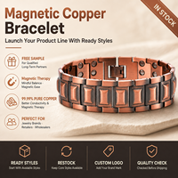 Joyería Magnética de Cobre Puro, Joyería de Terapia Magnética, Brazalete de Cadena de Triple Hilera Vintage para Venta al por Mayor y Suministro de Marca Personalizada