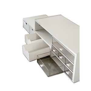 Desktop Riser Stand With <b>Drawers</b> Storage Shelf For Study <b>Office</b> Organizer Rectangle Standing Type 2nd Floor Stationery Holder - Product Image 5