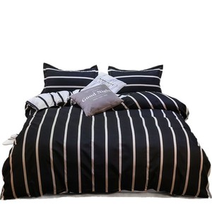 300tc Sanding Aloe cotton Ga Trải Giường Quilt Cover Bộ bốn mùa ký túc xá sinh viên ba mảnh đặt người đàn ông kẻ sọc cho nhà - Product Image 5
