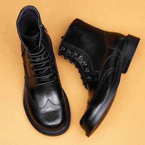 Bottes de travail de luxe haut de gamme pour hommes, imperméables, à lacets, avec semelle Goodyear, en cuir véritable vintage Amish, tige en cuir robuste - Product Image 6