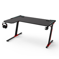 Bjflamingo Table de jeu blanche avec lumières LED bureau de jeu d'ordinateur en forme de L