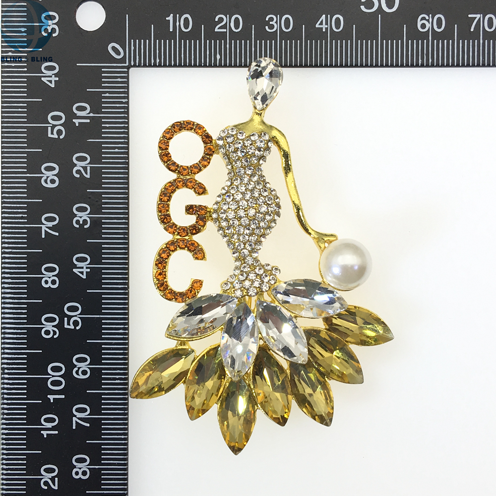 Exquisite Gold Rhinestone Brooch - Perfect for Greek Sorority