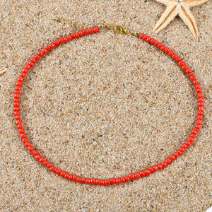 تصميم جديد من الفولاذ المقاوم للصدأ 4 ، حبات الأرز المصنوعة يدويًا من الزجاج 4 ، قلادة صغيرة - Product Image 2