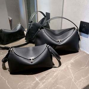 Sac à main pour femme en cuir véritable avec décoration métallique texturée, doublure en polyester, style luxe léger - Product Image 4