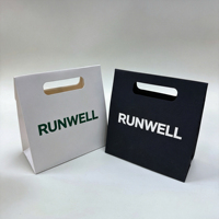 RUNWELL Custom Printed Kraft Eco-Friendly Recyclable Gift Paper Tote Bags Die Cut Handle Reusable Present Packaging Business