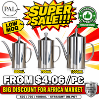 Pot à huile PAL de luxe écologique en acier inoxydable 1.2L 1.5L 2.0L, corps plaqué or miroir, corps facetté, poignée arquée, bec col de cygne