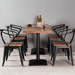 Bàn ăn gỗ hiện đại nhà hàng đồ nội thất phong cách công nghiệp sắt Stackable Vintage Bistro bàn ghế Bộ - Product Image 3