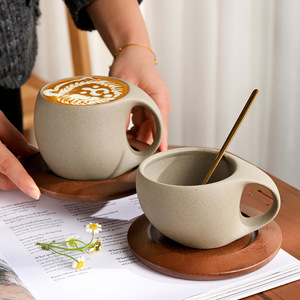 Ensemble de tasses à café en terre cuite, tasses à café en céramique vintage pour café, restaurant et hôtel - Product Image 1