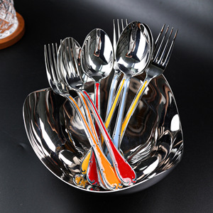 Juego de Cubiertos SHINY-JH de Acero Inoxidable Esmaltado 304, Cuchillo, Tenedor y Cuchara, Juego de Cinco Piezas Estilo Occidental para Hotel, Juego para Bistec - Product Image 3