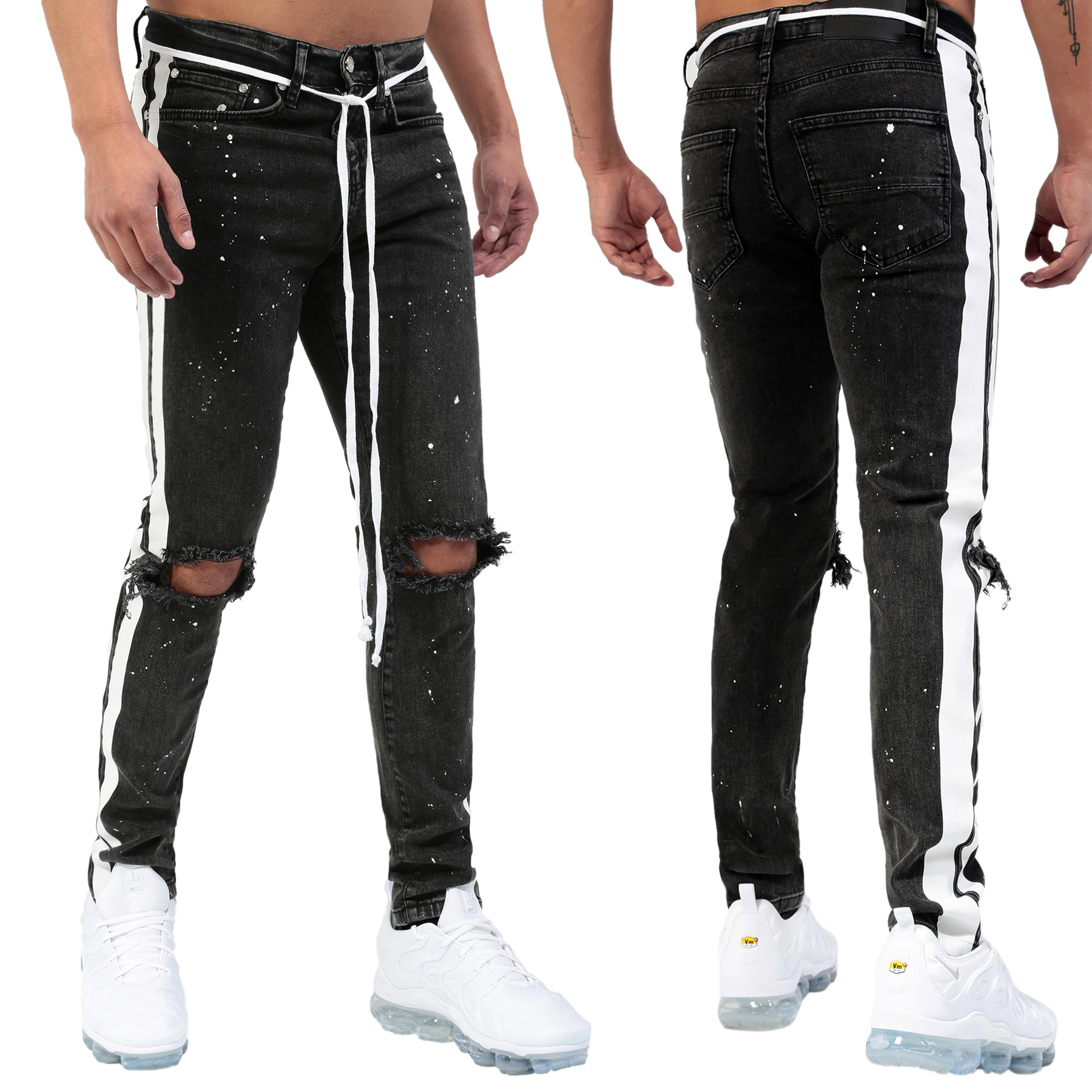 Promoción spanish, Compras online de spanish promocionales, pantalones  vaqueros negro y rayas blancas.alibaba.com