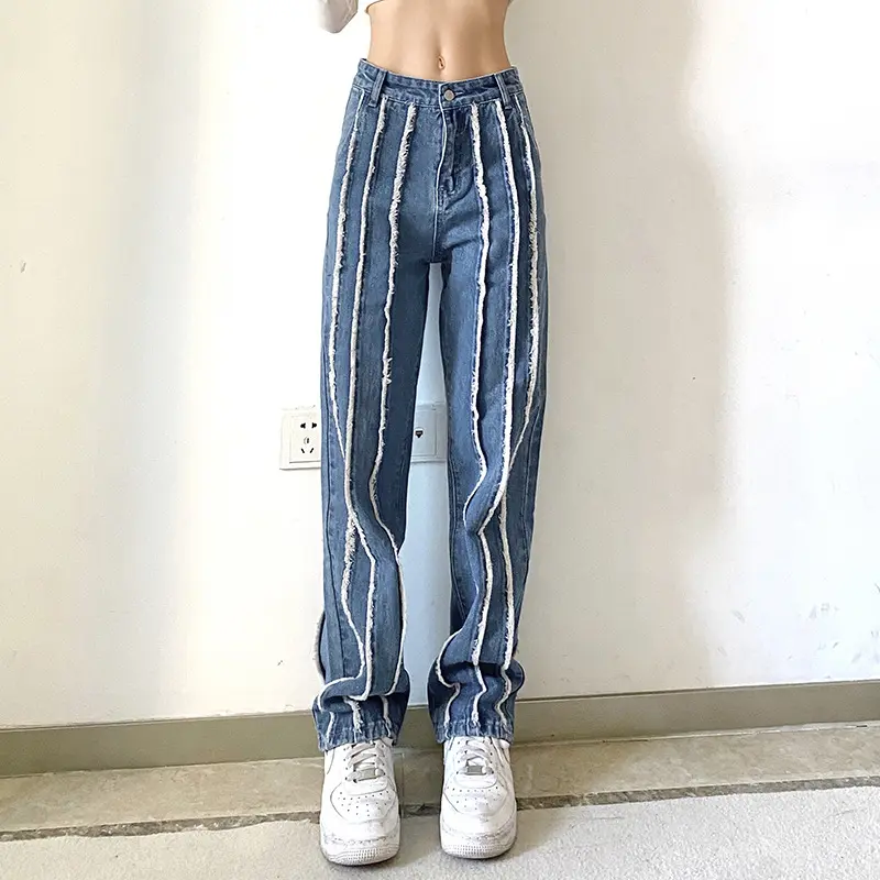 R30405S 2022 spring and summer reverse car burrs split jeans thin women's new low waist loose casual pants hot girl trousers