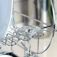 Étagère de rangement pour vaisselle de cuisine en métal à deux niveaux avec égouttoir et porte-couverts amovible pour l'organisation de la vaisselle