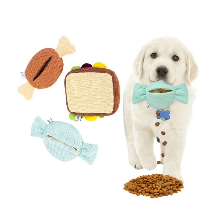 FAD mainan edukasi anjing peliharaan mainan edukasi saku makanan Sandwich mengeluarkan boneka tersembunyi dan mencari mainan anjing