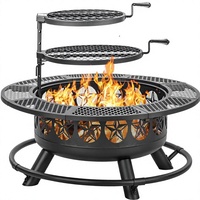 Verdeluxe Brasero de jardin moderne peint de 42 pouces avec 2 grilles, 3-en-1, en métal, avec couvercle de table, pour brûler du bois, pour jardin et terrasse