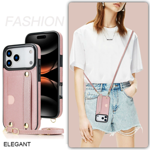 เคสหนัง PU ดีไซน์หรูหราสำหรับ iPhone 16 15 Plus พร้อมสายคล้องข้อมือ, เคสหนังสำหรับ iPhone 17 Pro พร้อมสายคล้อง - Product Image 3