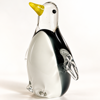 Figurine de pingouin en verre soufflé artisanal, sculpture d'oiseau noir et blanc pour la décoration de table et de la maison