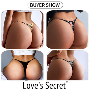 Tanga Sexy para Mujer, Tanga de Tiro Bajo con Estampado de Leopardo, Ropa Interior sin Costuras con Espalda en T, Lencería de Encaje Femenina - Product Image 5