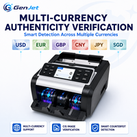 Compteur de billets portable commercial GenJet avec affichage LED, accumulation par lots prédéfinis, comptage multi-devises et détection de contrefaçon