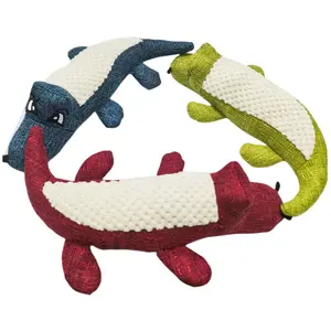 Pet Dog Toy Linen Crocodile Plush Animal Toy Dog Chew Squeaky Cleaning Teeth Supplies Toy